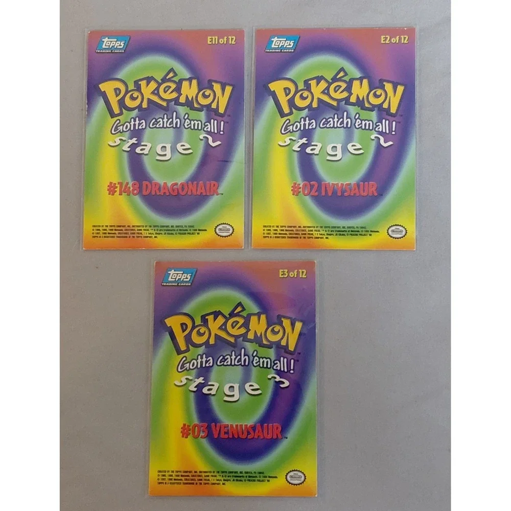 1999 Topps Pokemon First Movie LOT Dragonair E11 Ivysaur E2 Venusaur E3 Vintage
